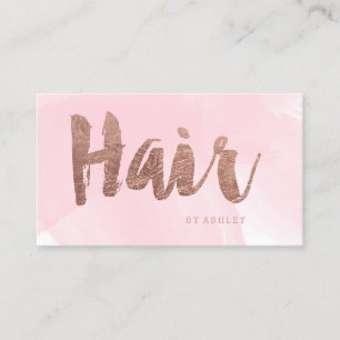Hair stylist modern rose gold typography pink business card