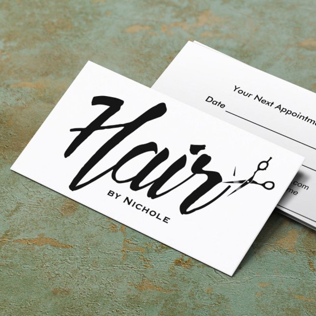 Hair Stylist Modern Script Salon Appointment Card (Creator Uploaded)
