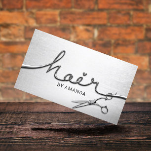 Hair Stylist Modern Silver 3D Script Appointment Card