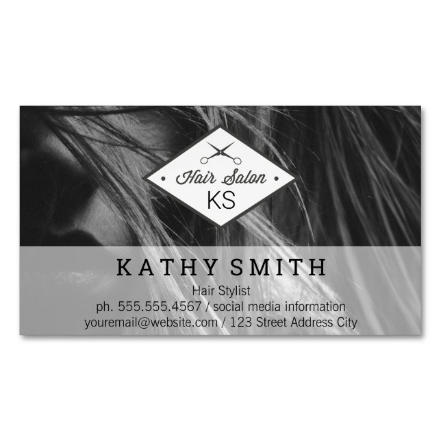 Hair Stylist | Modern Stylist Business Card Magnet (Front)
