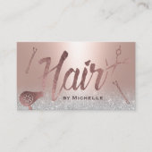 Hair Stylist Modern Typography Blush Rose Gold Business Card (Front)