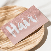 Hair stylist modern typography blush rose gold business card