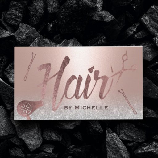 Customizable Hair Stylist Modern Typography Blush Rose Gold Business Card