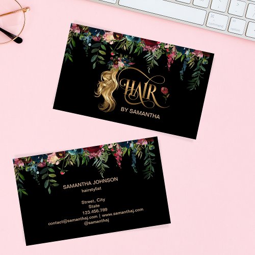 Hair stylist modern typography hair extension business card