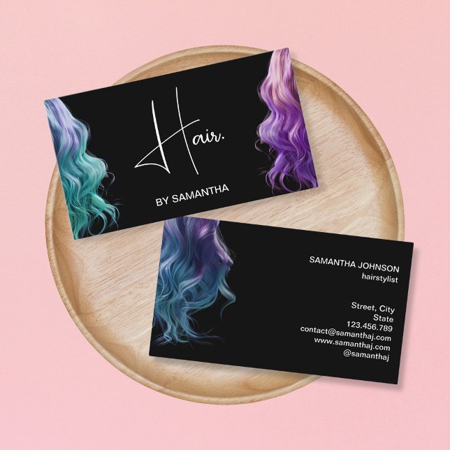 hair stylist modern typography hair extension business card (Creator Uploaded)