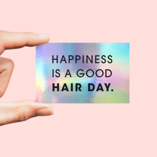 Hair Stylist Modern Typography Rainbow Foil  Business Card