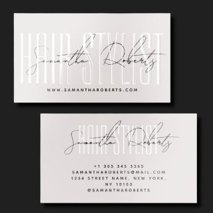 Hair stylist modern typography script pearl pink raised spot UV business card
