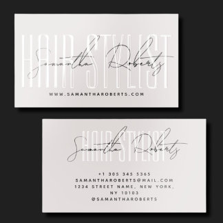 Hair stylist modern typography script pearl pink raised spot UV business card