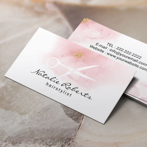 Hair Stylist Modern Watercolor Beauty Salon Business Card