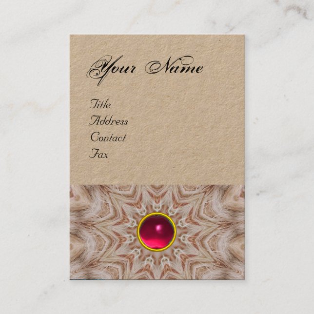 HAIR STYLIST Monogram Red Pink Ruby Gemstone Business Card (Front)