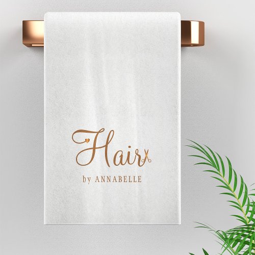 Hair stylist name professional elegant gold glam bath towel set