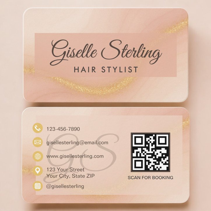 Hair Stylist Neutral Beige QR Code Business Card