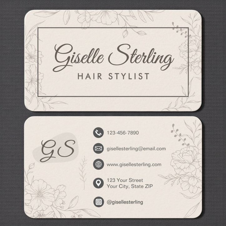 Hair Stylist Neutral Floral Business Card
