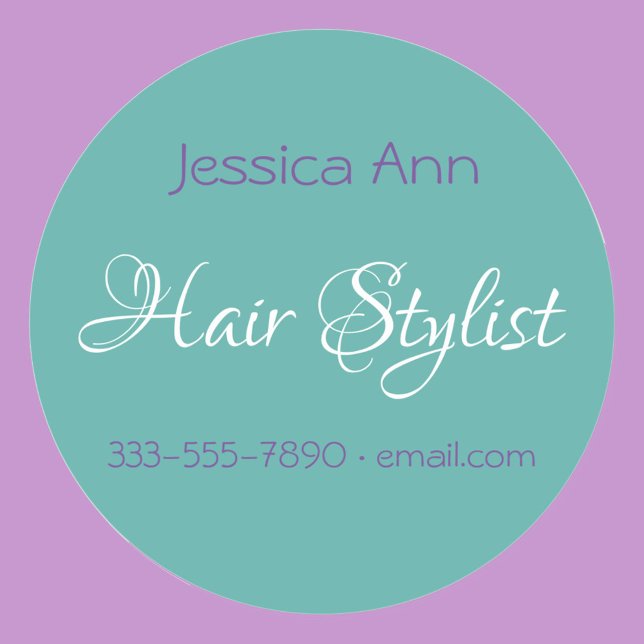 Hair Stylist Occupation Personalize Teal Classic Round Sticker (Creator Uploaded)