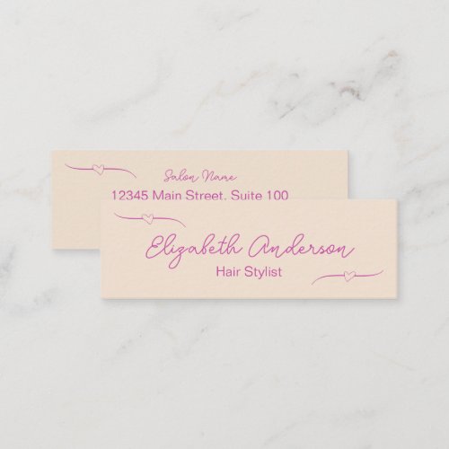Hair Stylist Off_White and Pink Handwritten Script Calling Card