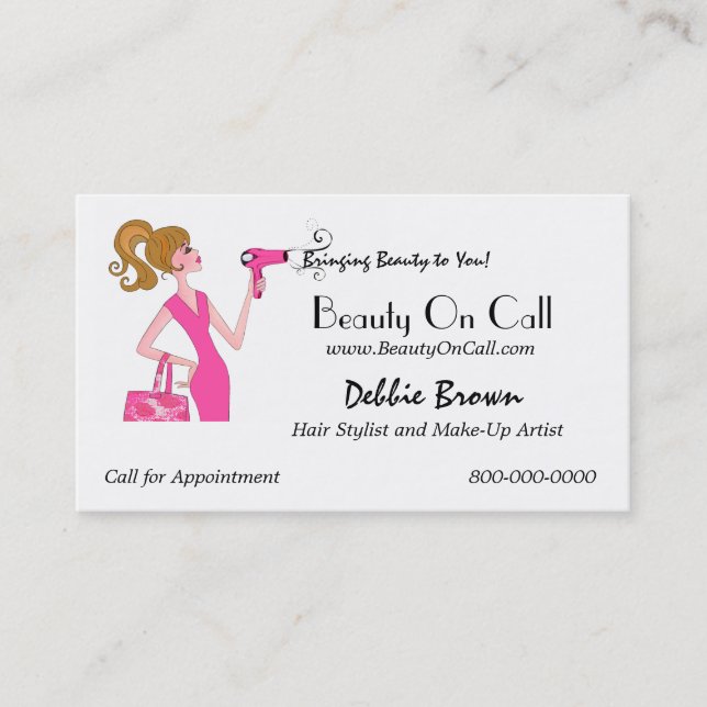 Hair Stylist On Call Business Cards (Front)