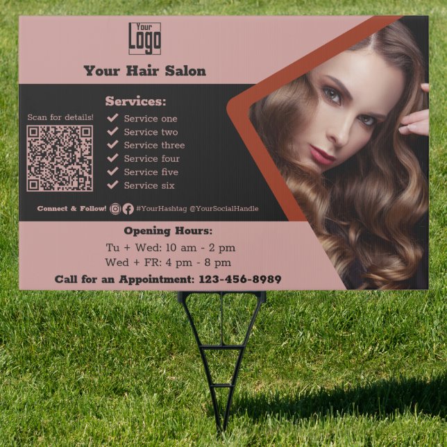 Hair Stylist Opening QR Code Phone Services SM Sign (Insitu)