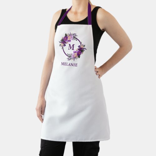 Hair Stylist or Makeup Artist Purple Floral Apron