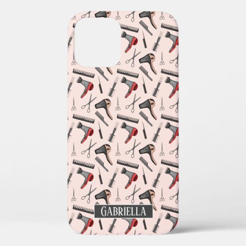 Hair Stylist Pattern Personalized iPhone 12 Case