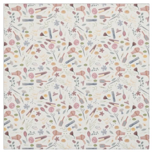 Hair Stylist  Pattern  Watercolor Fabric