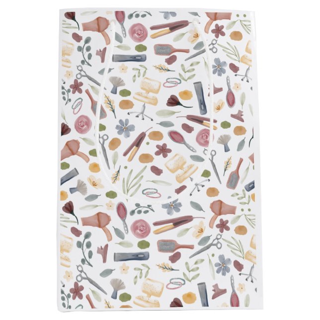 Hair Stylist | Pattern | Watercolor Medium Gift Bag (Front)