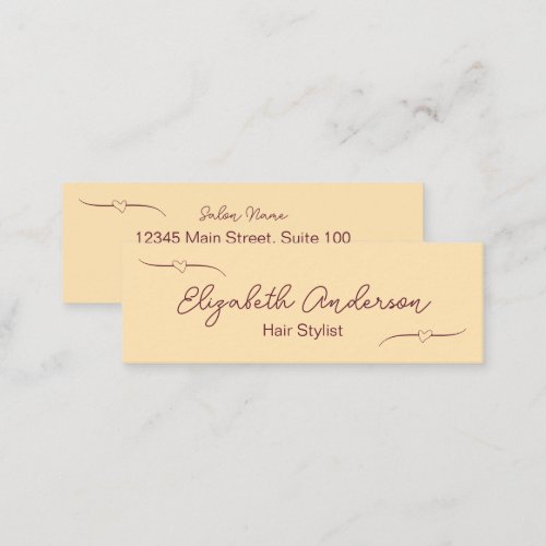 Hair Stylist Peach and Wine Handwritten Script Calling Card