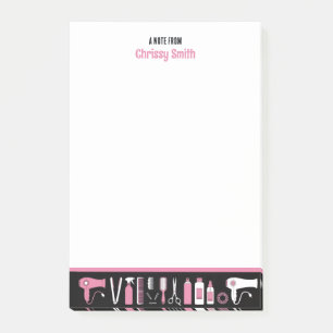 Hair stylist Personalized Pink & Black Hairdresser Post-it Notes