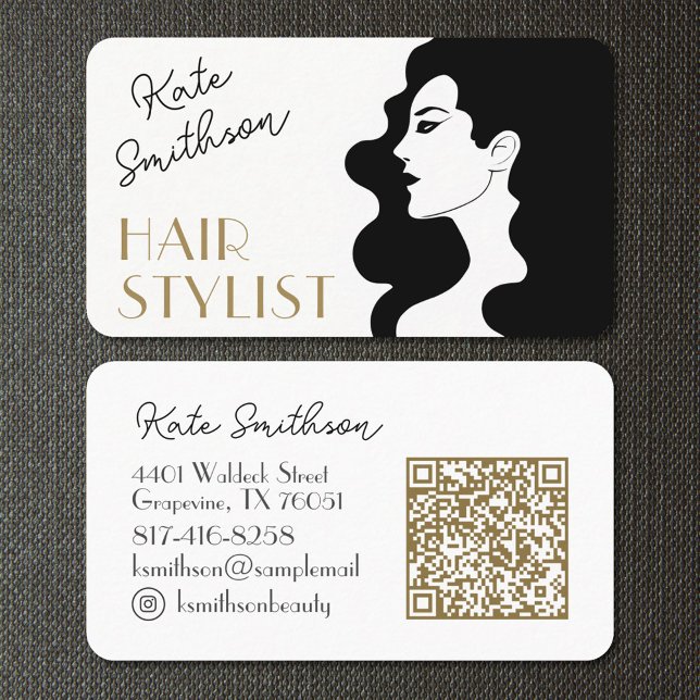  Hair Stylist Personalized QR Code & Social Media  Business Card (Creator Uploaded)
