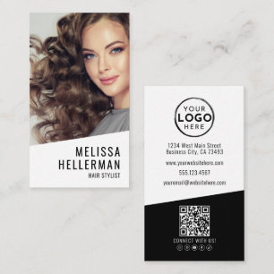Hair Stylist Photo Logo Vertical Business Card