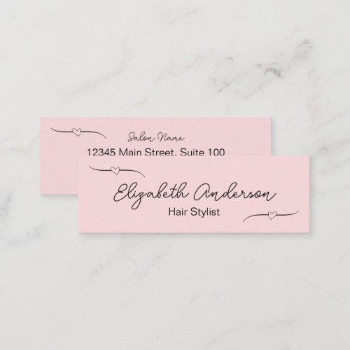 Hair Stylist Pink and Black Handwritten Script Calling Card