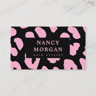Hair Stylist Pink Leopard Print Qr Code Business Card