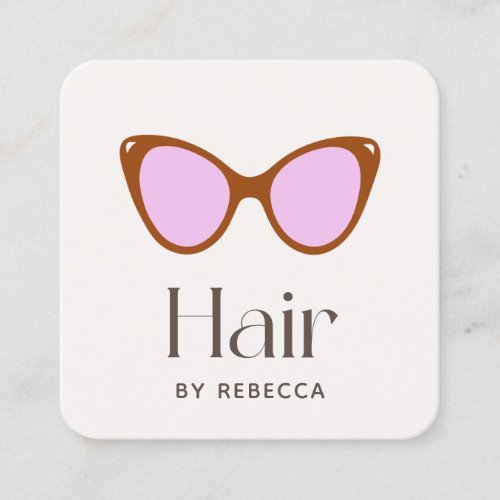 Hair Stylist Pink Retro Sunglasses Square  Square  Square Business Card