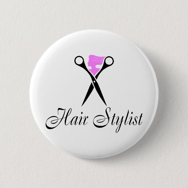 Hair Stylist (Pink/Scissors) Button (Front)