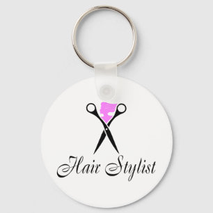 Hair Stylist (Pink/Scissors) Keychain