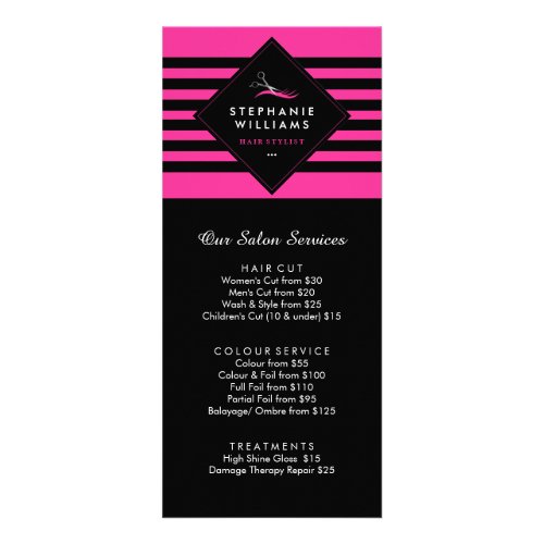 Hair Stylist Price List Rack Card