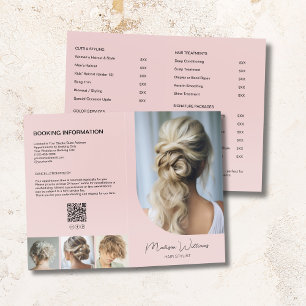 Hair Stylist Price List Services Pink Bi-Fold Brochure