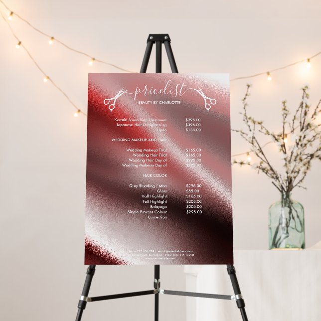 Hair Stylist Pricelist Foam Board (In Situ (Stand))