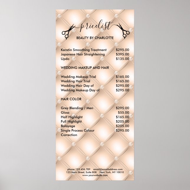 Hair Stylist Pricelist Poster (Front)