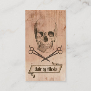 hair stylist punk grunge skull hairstylist brown business card