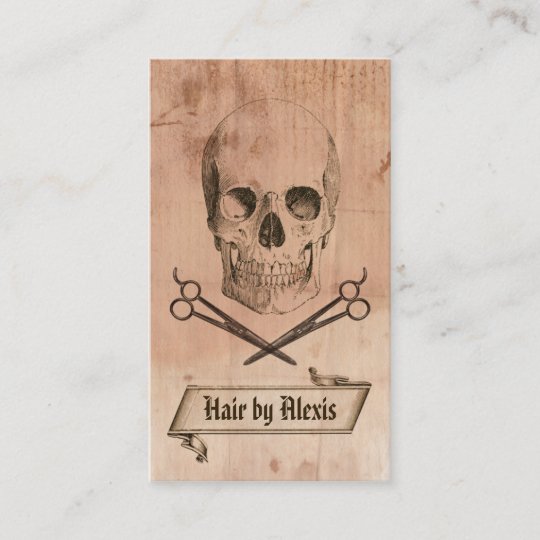 Hair Stylist Punk Grunge Skull Hairstylist Brown Business Card
