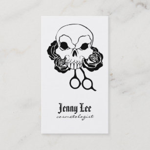 hair stylist punk grunge skull hairstylist tattoo business card