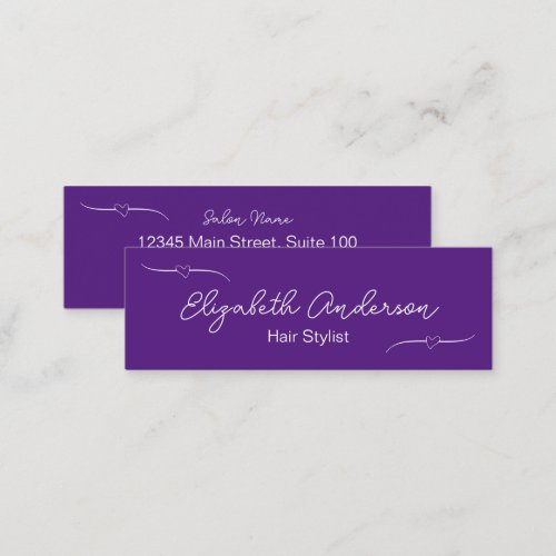 Hair Stylist Purple and White Handwritten Script Calling Card