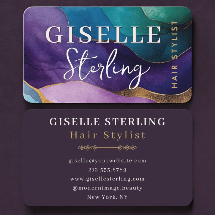 Hair Stylist Purple Business Card