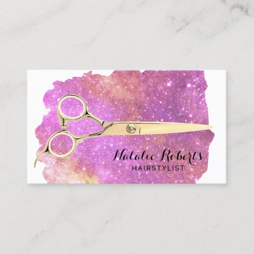 Hair Stylist Purple Glam Glitter Beauty Salon Business Card