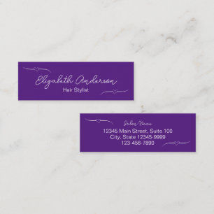 Hair Stylist Purple White Heart Handwritten Script Calling Card
