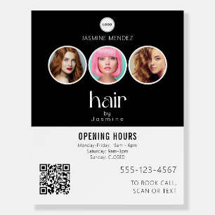 Hair Stylist QR Code 3 Photo Collage Salon Display Foam Board