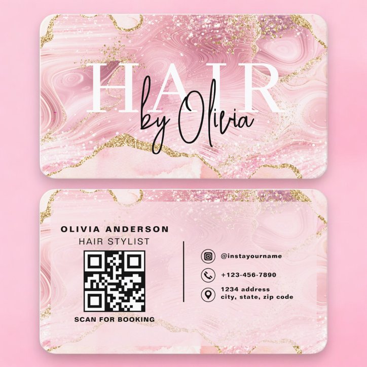 Hair Stylist QR Code Agate Modern Business Card