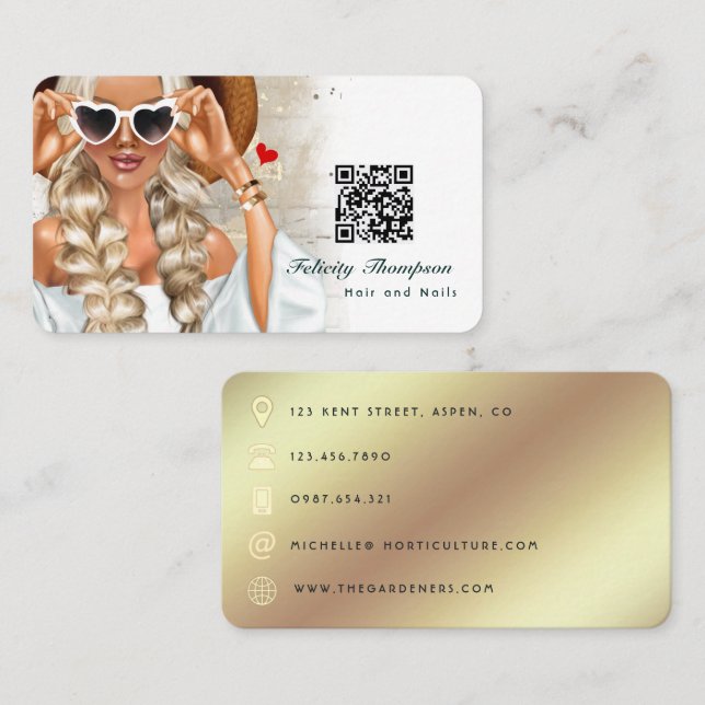 Hair Stylist QR Code Business Car Business Card (Front/Back)