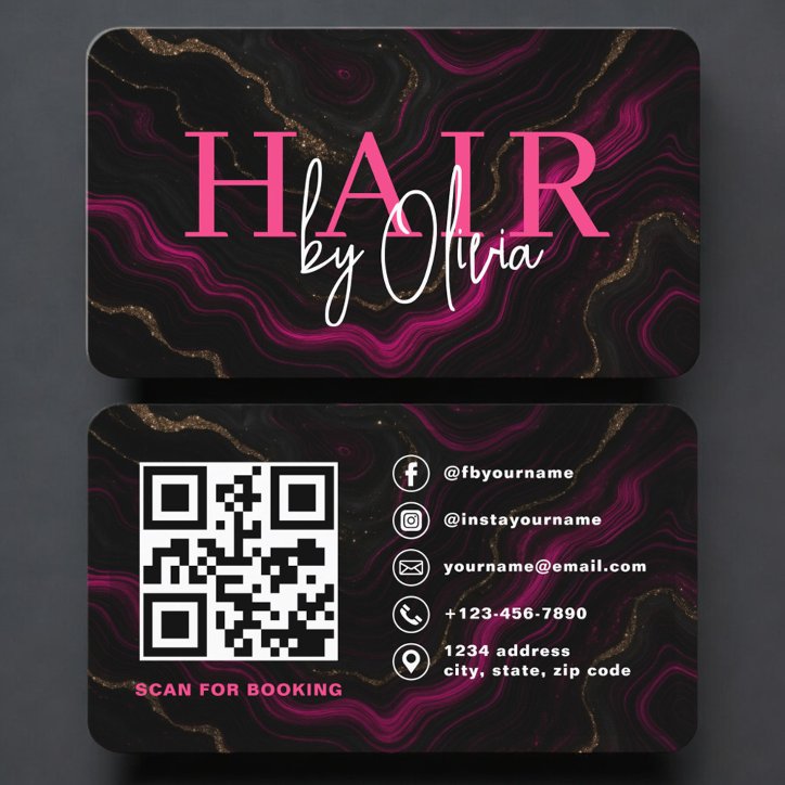 Hair Stylist QR Code Modern Business Card