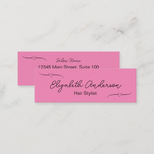 Hair Stylist Real Pink  Black Handwritten Script Calling Card